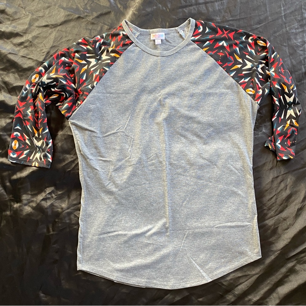 LuLaRoe Gray Top with Colorful Accents